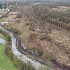 Vue aérienne du site après débroussaillage du merlon (2026-02-12)