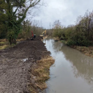 Berge rive gauche après arasement du merlon (2026-02-12)